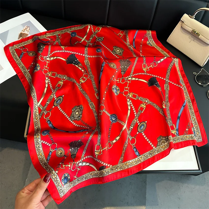 Silk Square Scarf 70x70cm Print Women