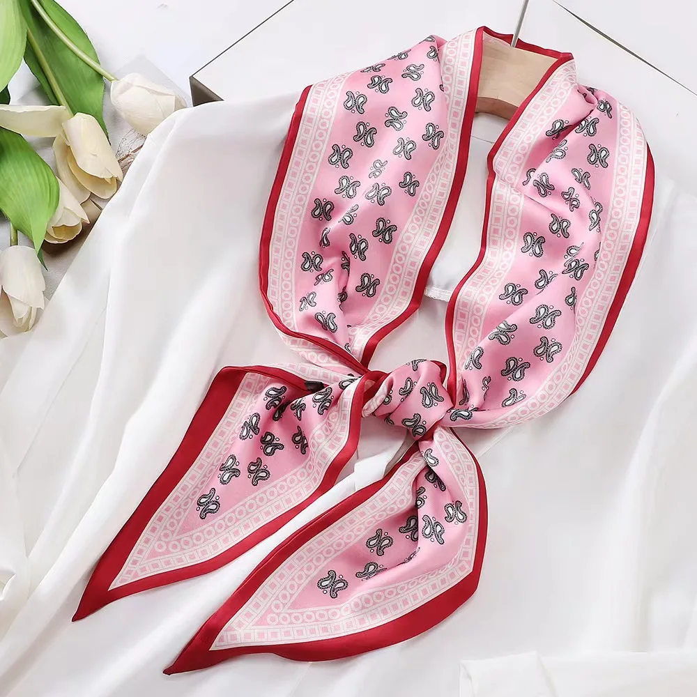 Silk Skinny Scarf Women Hair Ribbon Neck Tie Bag Scarf - Image 2