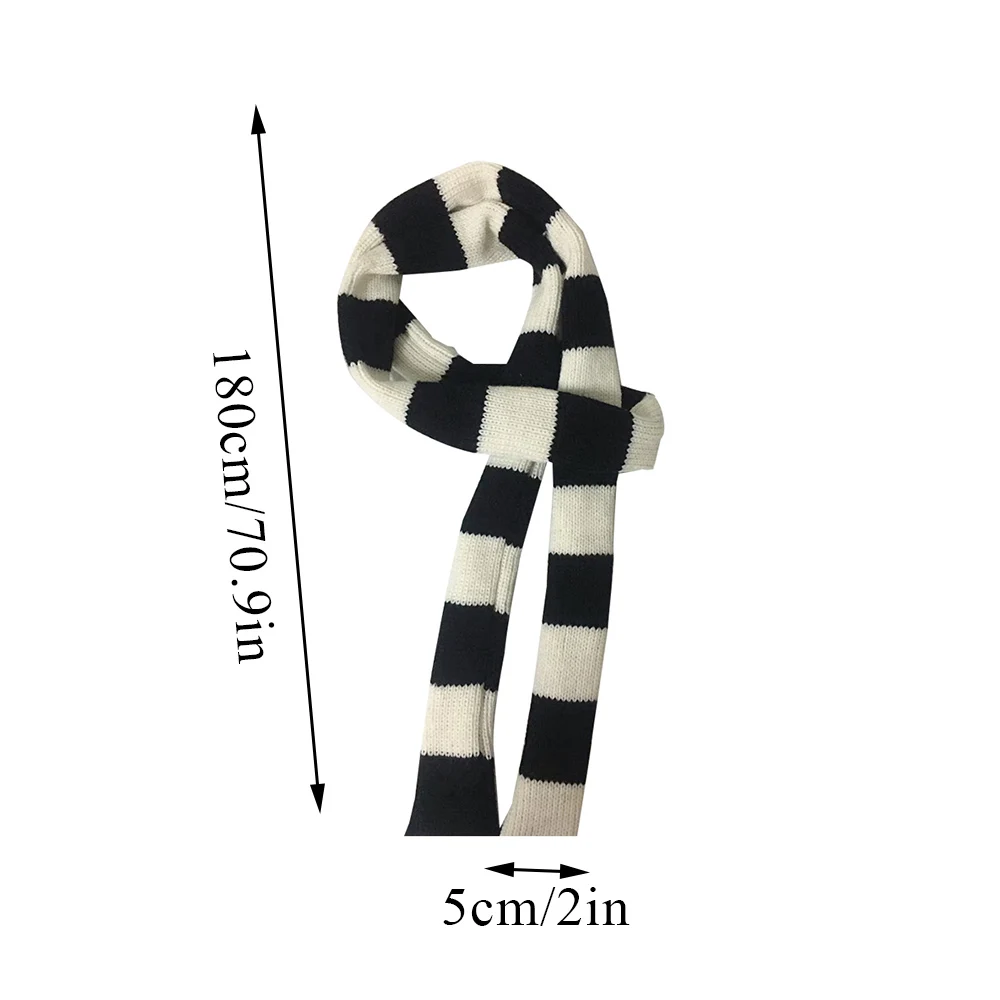 Punk Harajuku Striped Knitted Scarf - Image 5