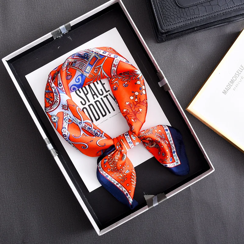 Luxury Floral Silk Square Scarf Women - Image 9