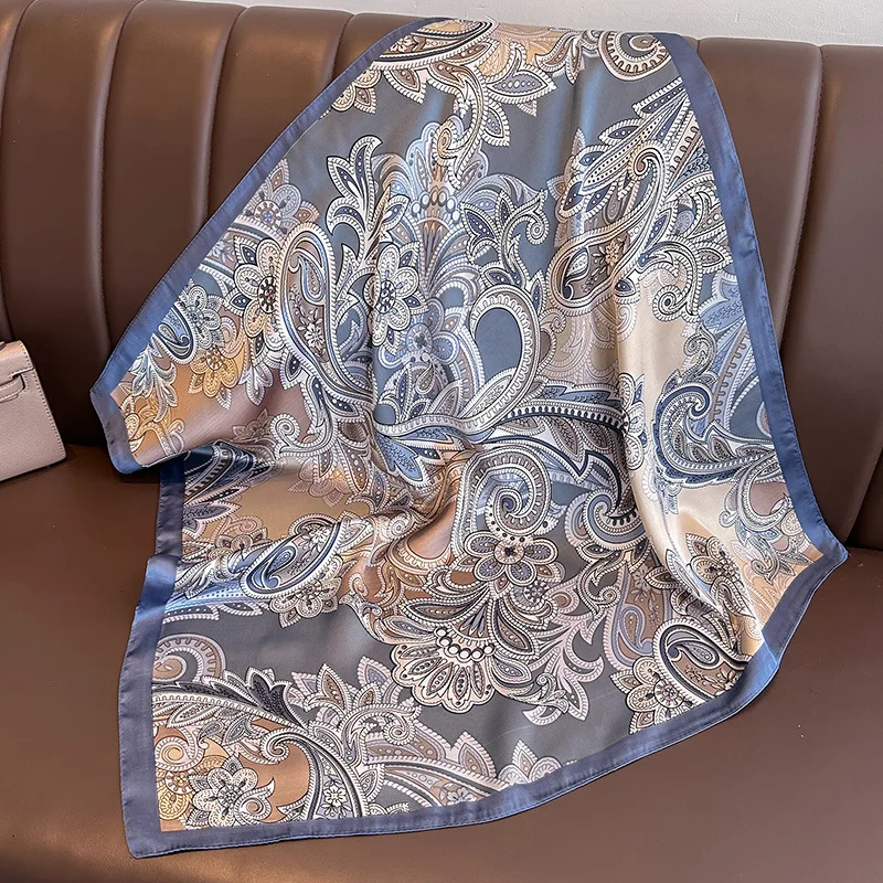 Luxury Floral Silk Square Scarf Women - Image 7